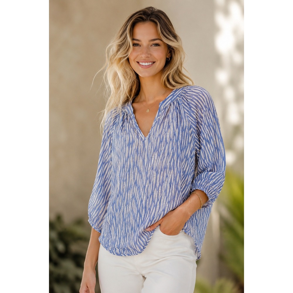 Fei Anthropologie Silk Top Coastal Chic  Size 4 Elevated Euro Summer Hamptons